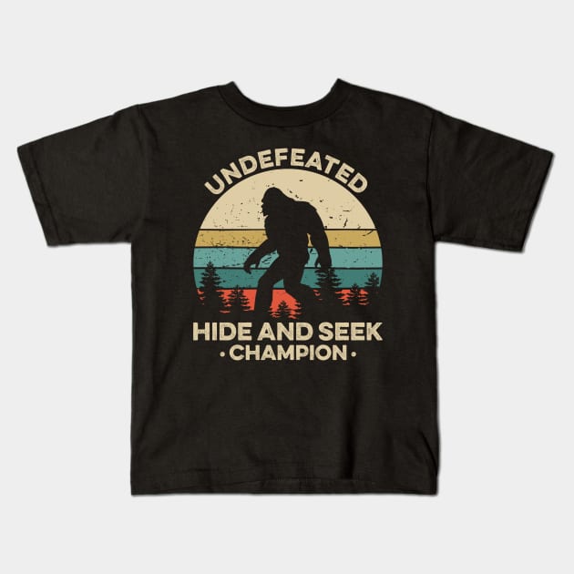 Vintage Undefeated Hide And Seek Champion Shirt Bigfoot Kids T-Shirt by luisharun